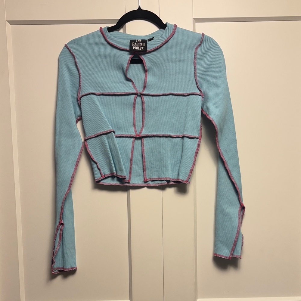 The Ragged Priest Light Blue Long Sleeve Top